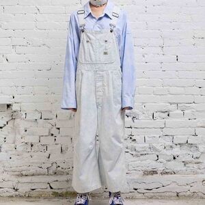 R13 Women’s Cropped Overalls in Cloud Blue Wash Oversized